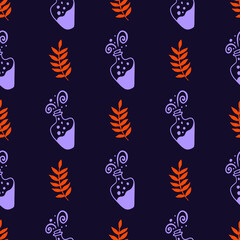 Seamless pattern with Halloween. Can be used for digital paper scrapbook, textile printing, page filling. Happy Halloween pattern