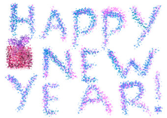 Happy New Year lettering. Greeting Card. Digital illustration.