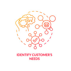 Identify customers needs red concept icon. Demand and offer. Surveillance system for marketing research abstract idea thin line illustration. Vector isolated outline color drawing