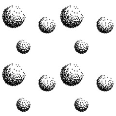 Black and white seamless pattern of 3d spheres. Graphic dot abstract background