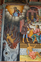 ブルガリア　リラ修道院の聖堂のフレスコ画