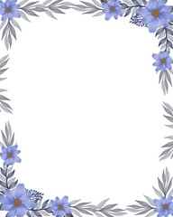 Fototapeta na wymiar white background with arrangement watercolor flower of purple and grey leaf