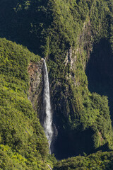 Fototapeta na wymiar A high waterfall in the middle of the jungle - Trou de Fer, Salazie, Reunion Island