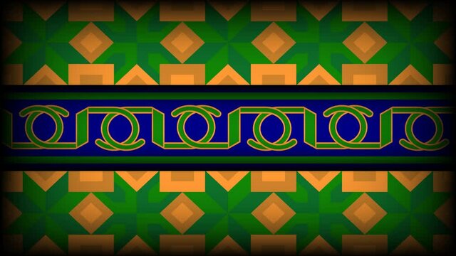 Looping animated background in flat style, seamless pattern in Indian folk style