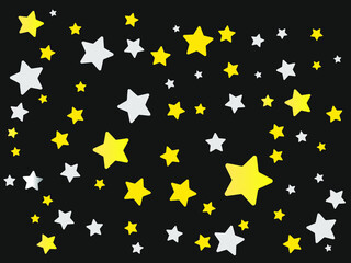 Bright golden stars on black background