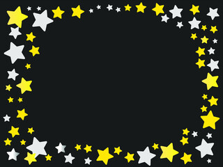 Bright golden stars on black background