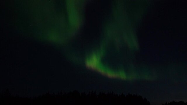 Northern lights real time scene in Kiruna, Lapland, Sweden. 4K UHD