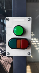 Industrial start and stop buttons close up