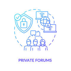 Private forum blue gradient concept icon. Secure chat. Closed communication channels. Messaging software abstract idea thin line illustration. Vector isolated outline color drawing