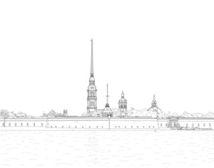 Sketch of the Peter and Paul Fortress - 448550914