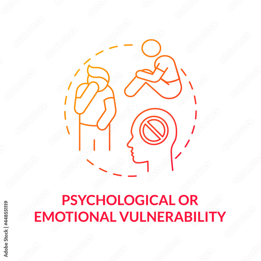 Wall mural psychological or emotional vulnerability red concept icon. mental health problems abstract idea thin