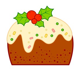 Christmas cartoons clip art. Cake clipart vector illustration