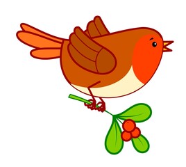 Christmas cartoons clip art. Christmas Bird clipart vector illustration