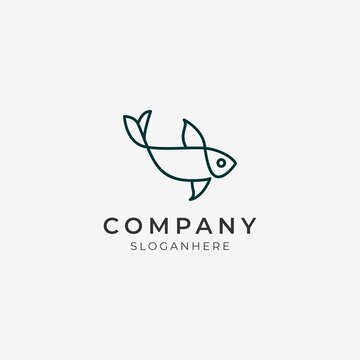 fish line art logo icon perfect for fishing modern company