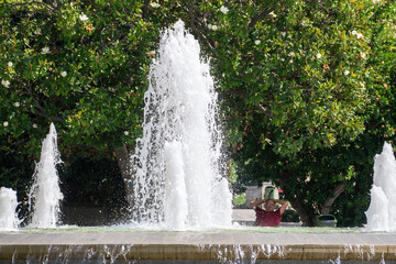 water fountain in the city, summer beautiful park scene