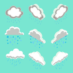 Isometric Drawing of Rain on Rainy Weather with Pastel Color Scheme, Flat Cartoon Vector Illustration can be used for Icon, Logo or Avatar