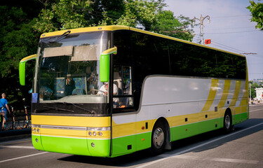 public trasport vehicle, city bus on the street road