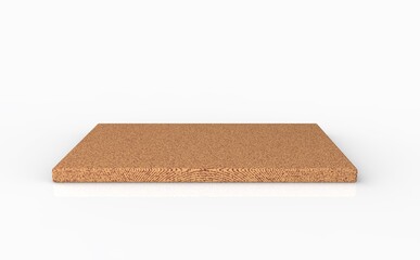 rectangular wooden board on a white background. 3d image. 3d rendering.