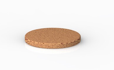 round wooden board on a white background. 3d image. 3d rendering.