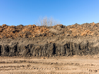 view, abstract expressionism, mirror effect, symmetry. Outdoor construction dirt road earthwork