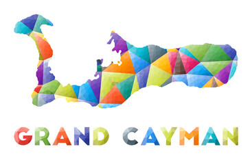 Grand Cayman - colorful low poly island shape. Multicolor geometric triangles. Modern trendy design. Vector illustration.