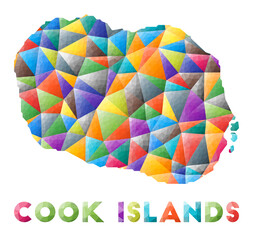 Cook Islands - colorful low poly island shape. Multicolor geometric triangles. Modern trendy design. Vector illustration.