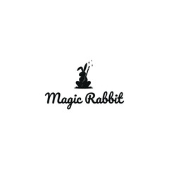 Fototapeta na wymiar Magic Rabbit design creative.Rabbit logo holding a magic wand 