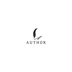 Author logo design consisting initials  lettering A and feather,shadow style on feather be the letter A