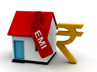 Home loan EMI concept made with 3d rendering....

