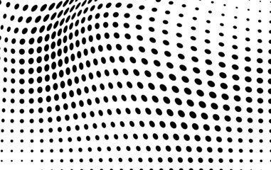 The halftone texture is monochrome. Chaotic waves of black dots on a white background