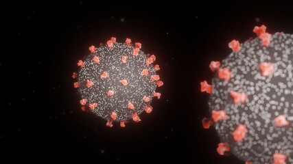Close-up of dissolving virus under microscope., SARS-CoV-2 COVID-19 pandemic cure or vaccination concept. Realistic high quality medical 3D Rendering