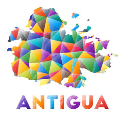 Antigua - colorful low poly island shape. Multicolor geometric triangles. Modern trendy design. Vector illustration.