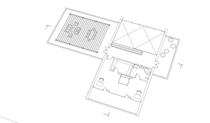 modern house architectural drawings vector 3d illustration