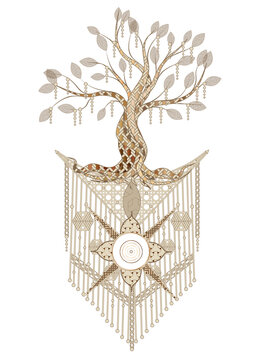 wundersch&ouml;ner Baum als Makramee Anh&auml;nger