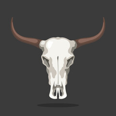 Cow skull icon. Isolated bull bone. Cartoon animal head. Dead buffalo drawing. Wild west symbol. Mexican ranch decor