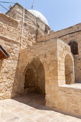 The  courtyard  of the monastery of the Archangel Michael in Christian quarters in the old city of...