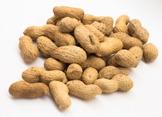 bunch of ecological peanuts on a white background