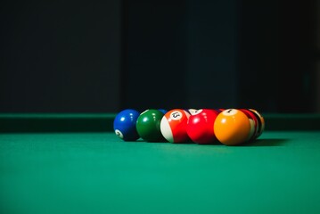 Snooker ball on snooker table