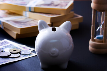 豚の貯金箱とお金のイメージ