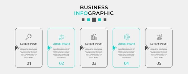 Vector Infographic design business template with icons and 5 options or steps. Can be used for process diagram, presentations, workflow layout, banner, flow chart, info graph