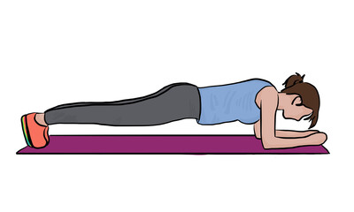 Woman doing elbow plank exercise.