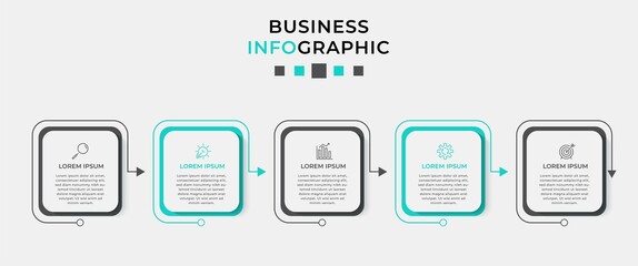 Vector Infographic design business template with icons and 5 options or steps. Can be used for process diagram, presentations, workflow layout, banner, flow chart, info graph