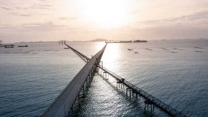 a bridge over the sea for cargo transport to international sea port.