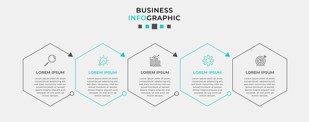 Vector Infographic design business template with icons and 5 options or steps. Can be used for process diagram, presentations, workflow layout, banner, flow chart, info graph