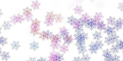 Light blue, red vector doodle pattern with flowers.