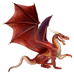 3D Rendering Fairy Tale Dragon on White