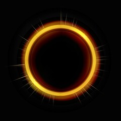 Sunny yellow energy circle template. Banner frame with round flashes electric waves