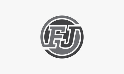 FJ circle letter logo isolated on white background.