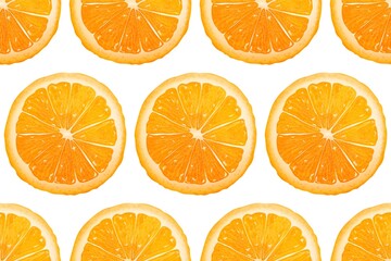 Realistic Detailed 3d Fresh Orange Seamless Pattern Background on a White. Vector illustration of Citrus Fruit