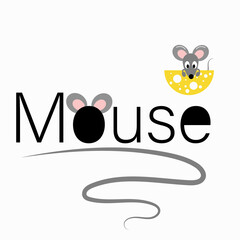 inscription mouse with a drawing of a mouse on a white background